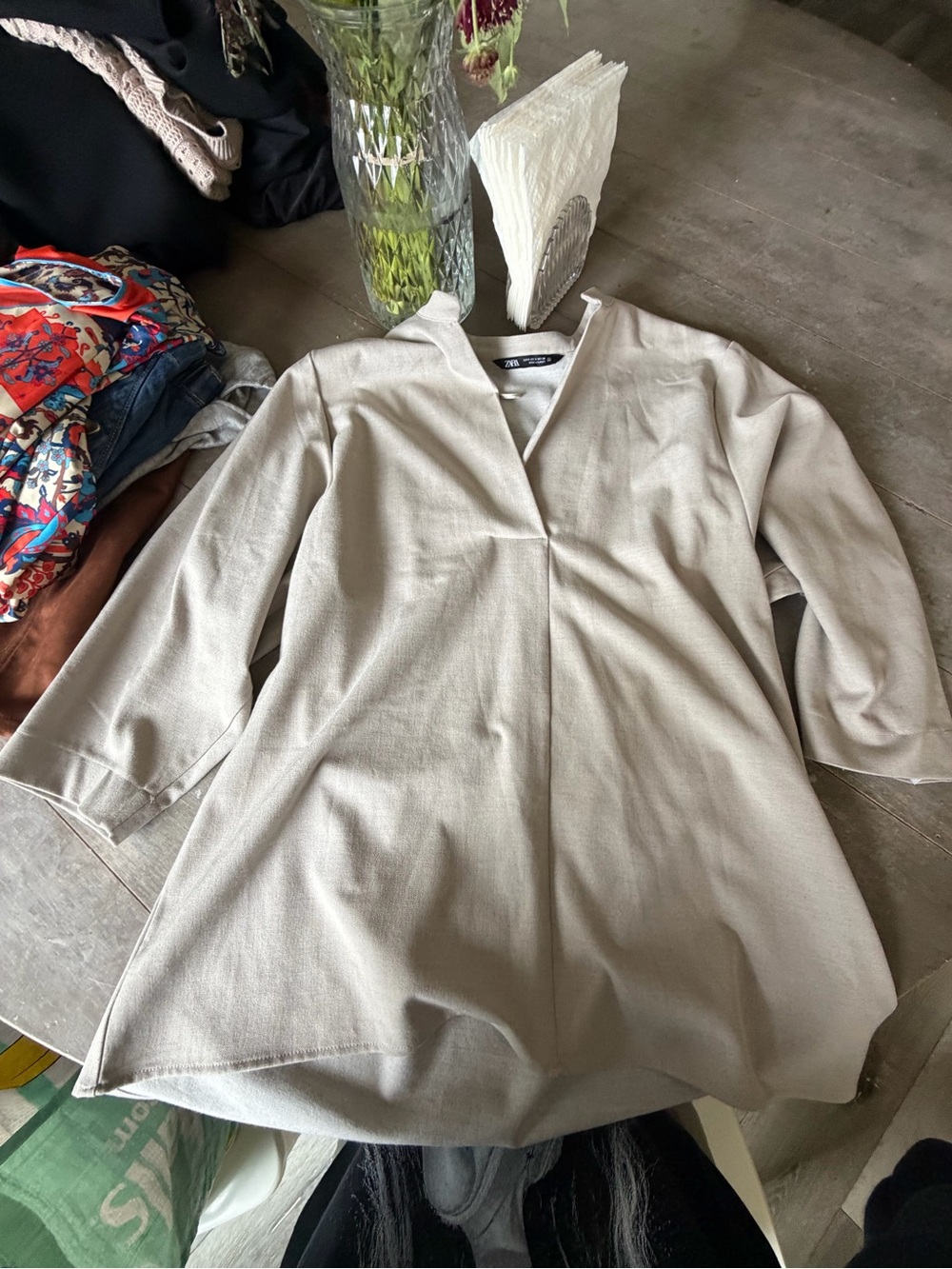 Zara Beige V-Neck Minimal Trench Coat